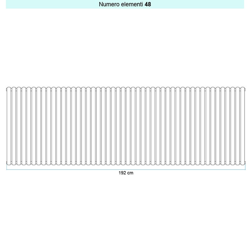 Immagine di Irsap ELLIPSIS 30_V 2 Radiatore 48 elementi L.192 P.5,8 H.56 cm, colore bianco standard finitura lucido Cod.01 HE205604801IR01A01