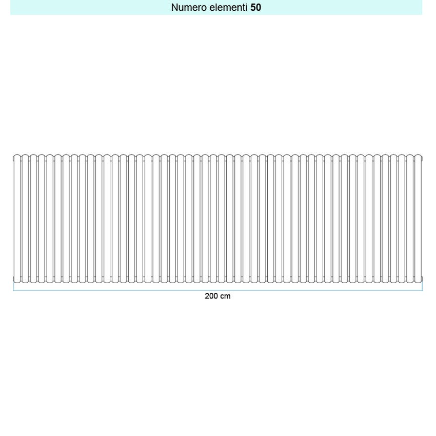 Immagine di Irsap ELLIPSIS 30_V 2 Radiatore 50 elementi L.200 P.5,8 H.53 cm, colore bianco standard finitura lucido Cod.01 HE205305001IR01A01
