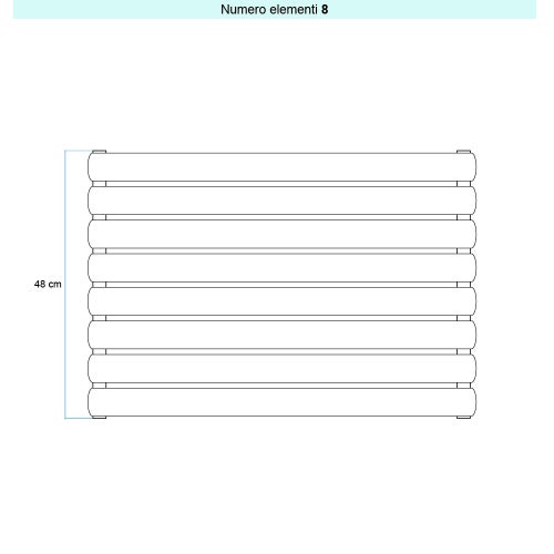 Immagine di Irsap ELLIPSIS_H Radiatore 8 elementi L.202 P.5,3 H.48 cm, colore bianco standard finitura lucido Cod.01 TL120200801IR01H01
