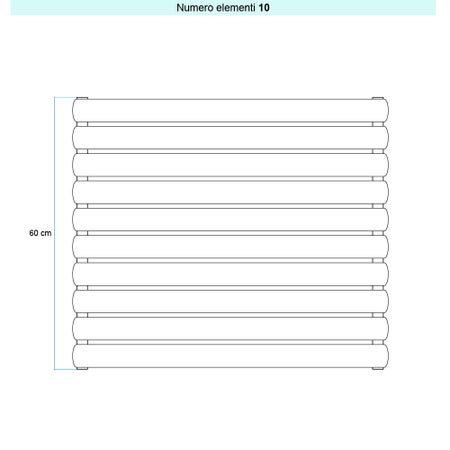Immagine di Irsap ELLIPSIS_H Radiatore 10 elementi L.152 P.5,3 H.60 cm, colore bianco standard finitura lucido Cod.01 TL115201001IR01H01