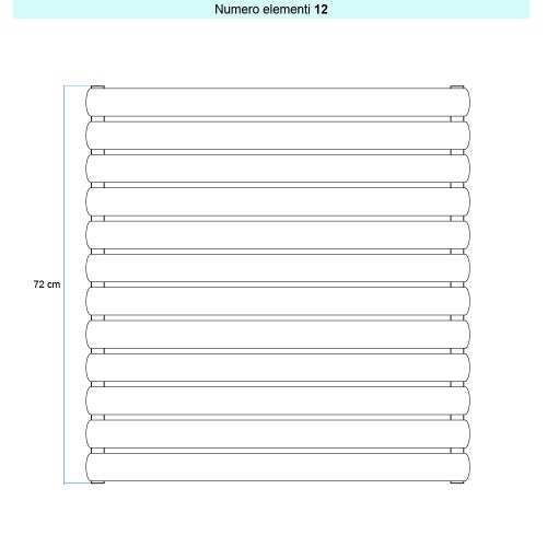 Immagine di Irsap ELLIPSIS_H Radiatore 12 elementi L.152 P.5,3 H.72 cm, colore bianco standard finitura lucido Cod.01 TL115201201IR01H01