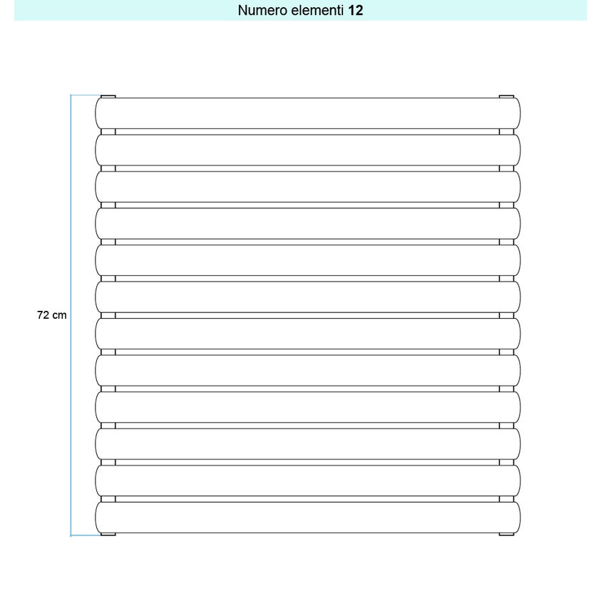 Immagine di Irsap ELLIPSIS_H Radiatore 12 elementi L.152 P.5,3 H.72 cm, colore bianco standard finitura lucido Cod.01 TL115201201IR01H01