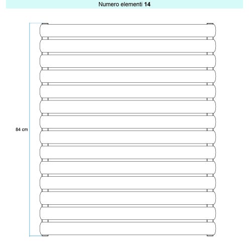 Immagine di Irsap ELLIPSIS_H Radiatore 14 elementi L.152 P.5,3 H.84 cm, colore bianco standard finitura lucido Cod.01 TL115201401IR01H01