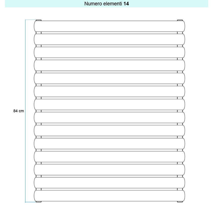 Immagine di Irsap ELLIPSIS_H Radiatore 14 elementi L.202 P.5,3 H.84 cm, colore bianco standard finitura lucido Cod.01 TL120201401IR01H01