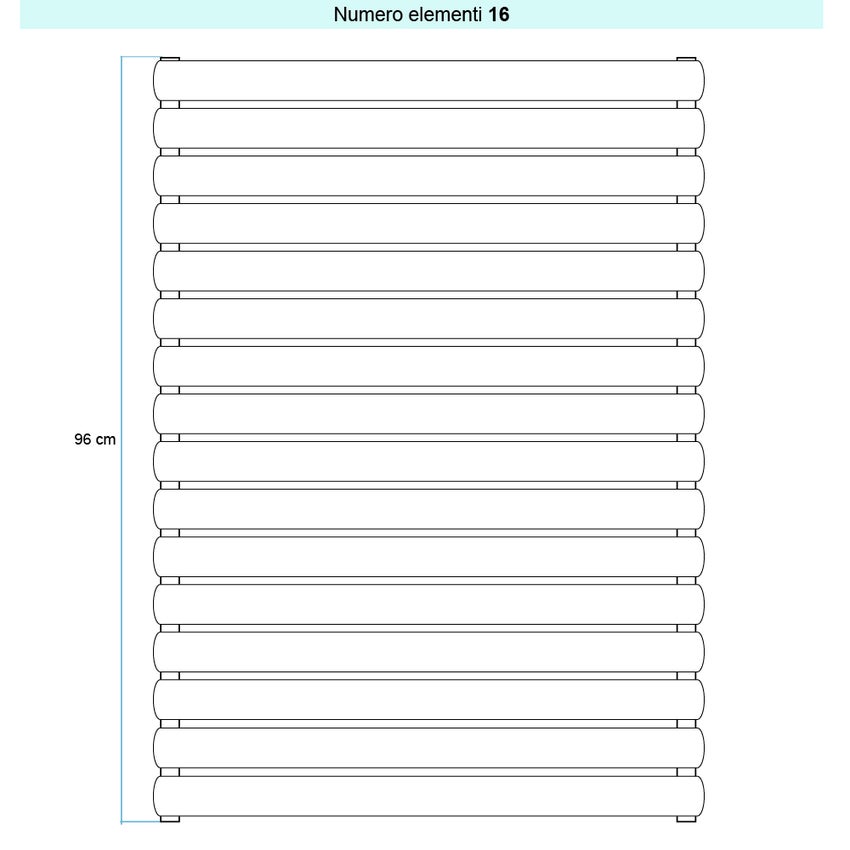 Immagine di Irsap ELLIPSIS_H Radiatore 16 elementi L.102 P.5,3 H.96 cm, colore bianco standard finitura lucido Cod.01 TL110201601IR01H01