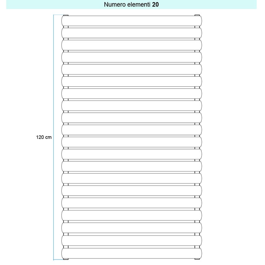 Immagine di Irsap ELLIPSIS_H Radiatore 20 elementi L.102 P.5,3 H.120 cm, colore bianco standard finitura lucido Cod.01 TL110202001IR01H01