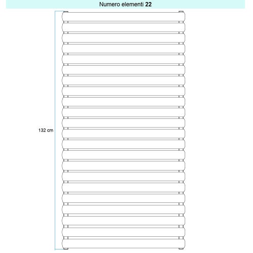 Immagine di Irsap ELLIPSIS_H Radiatore 22 elementi L.182 P.5,3 H.132 cm, colore bianco standard finitura lucido Cod.01 TL118202201IR01H01