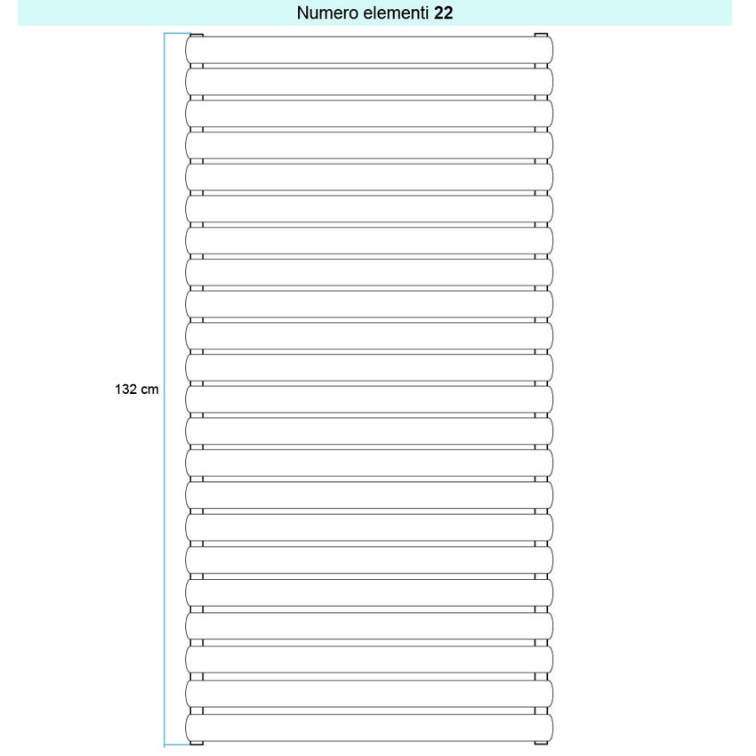 Immagine di Irsap ELLIPSIS_H Radiatore 22 elementi L.65 P.5,3 H.132 cm, colore bianco standard finitura lucido Cod.01 TL106502201IR01H01