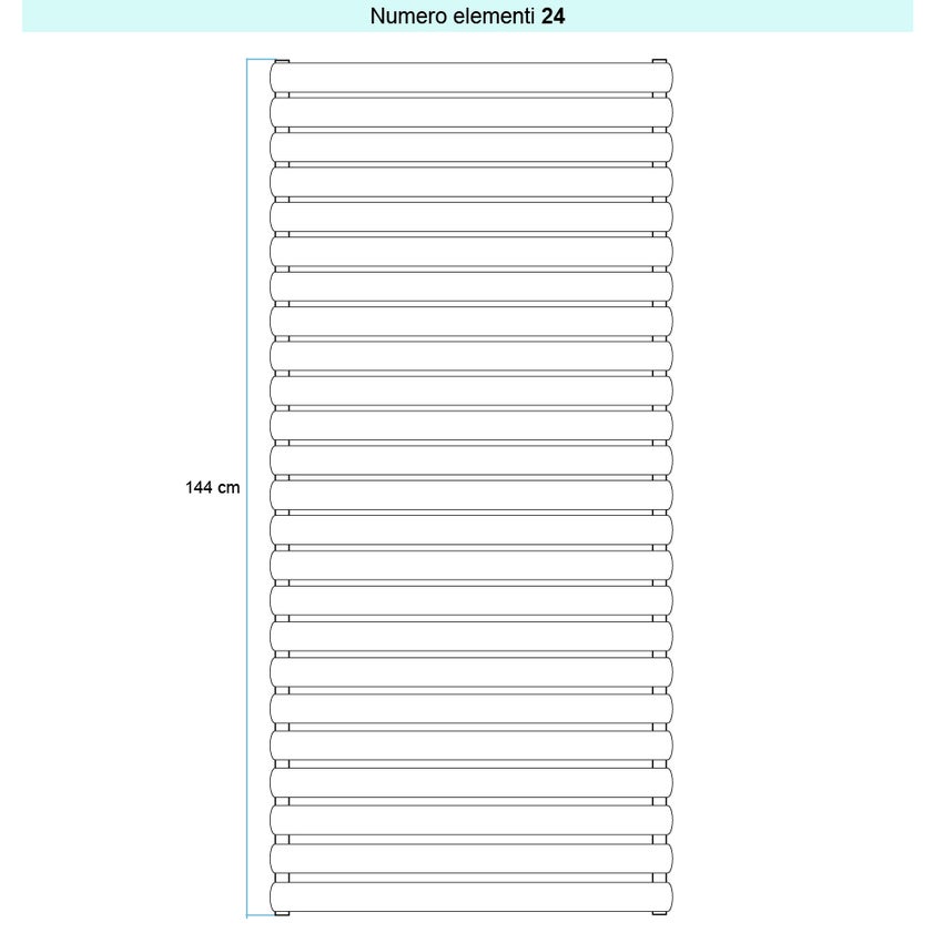 Immagine di Irsap ELLIPSIS_H Radiatore 24 elementi L.52 P.5,3 H.144 cm, colore bianco standard finitura lucido Cod.01 TL105202401IR01H01
