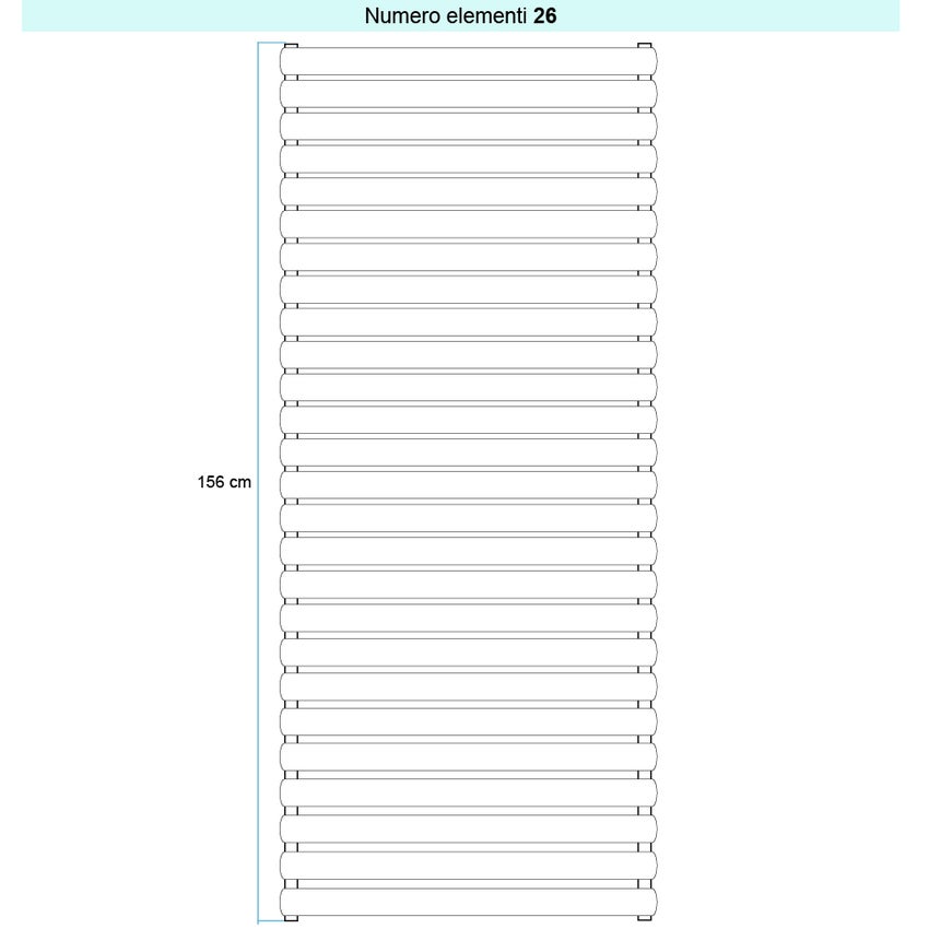 Immagine di Irsap ELLIPSIS_H Radiatore 26 elementi L.52 P.5,3 H.156 cm, colore bianco standard finitura lucido Cod.01 TL105202601IR01H01