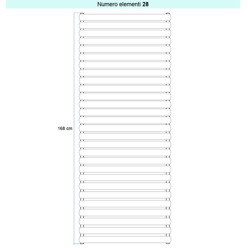 Immagine di Irsap ELLIPSIS_H Radiatore 28 elementi L.92 P.5,3 H.168 cm, colore bianco standard finitura lucido Cod.01 TL109202801IR01H01