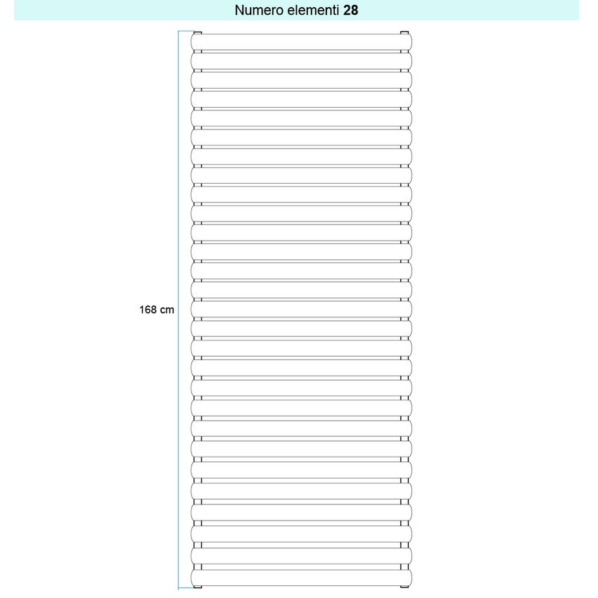 Immagine di Irsap ELLIPSIS_H Radiatore 28 elementi L.102 P.5,3 H.168 cm, colore bianco standard finitura lucido Cod.01 TL110202801IR01H01