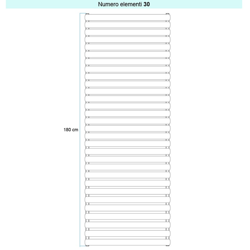 Immagine di Irsap ELLIPSIS_H Radiatore 30 elementi L.52 P.5,3 H.180 cm, colore bianco standard finitura lucido Cod.01 TL105203001IR01H01