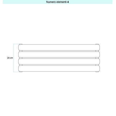 Immagine di Irsap ELLIPSIS_H 2 Radiatore 4 elementi L.52 P.7,6 H.24,4 cm, colore bianco standard finitura lucido Cod.01 TL205200401IR01H01