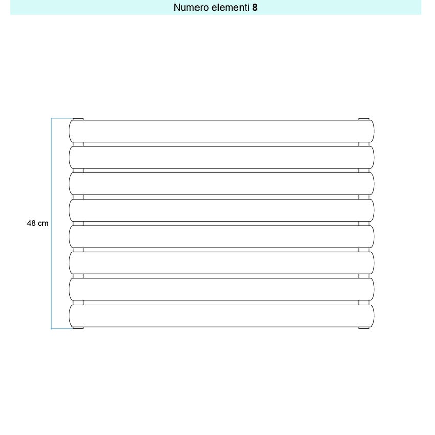 Immagine di Irsap ELLIPSIS_H 2 Radiatore 8 elementi L.152 P.7,6 H.48 cm, colore bianco standard finitura lucido Cod.01 TL215200801IR01H01