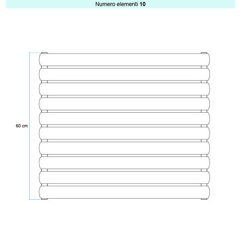 Immagine di Irsap ELLIPSIS_H 2 Radiatore 10 elementi L.182 P.7,6 H.60 cm, colore bianco perla finitura ruvido Cod.16 TL218201016IR01H01