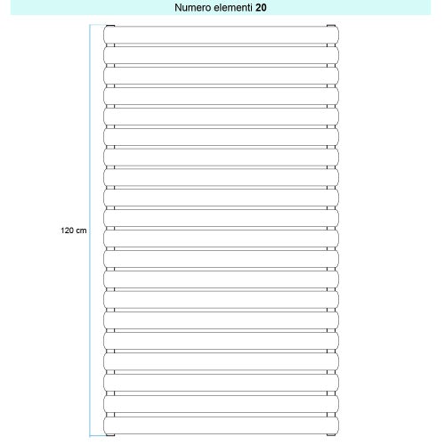 Immagine di Irsap ELLIPSIS_H 2 Radiatore 20 elementi L.52 P.7,6 H.120 cm, colore bianco standard finitura lucido Cod.01 TL205202001IR01H01