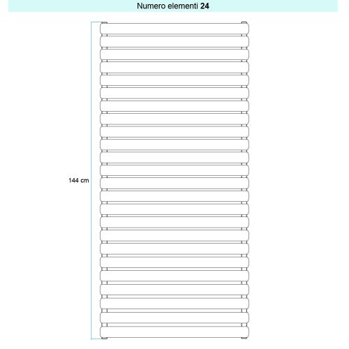 Immagine di Irsap ELLIPSIS_H 2 Radiatore 24 elementi L.65 P.7,6 H.144 cm, colore bianco standard finitura lucido Cod.01 TL206502401IR01H01