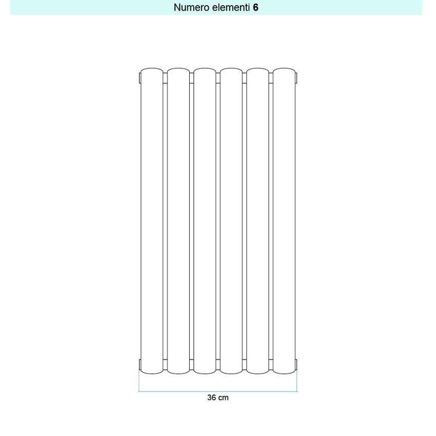 Immagine di Irsap ELLIPSIS_V Radiatore 6 elementi L.36 P.5,3 H.202 cm, colore bianco standard finitura lucido Cod.01 TL120200601IR01A01