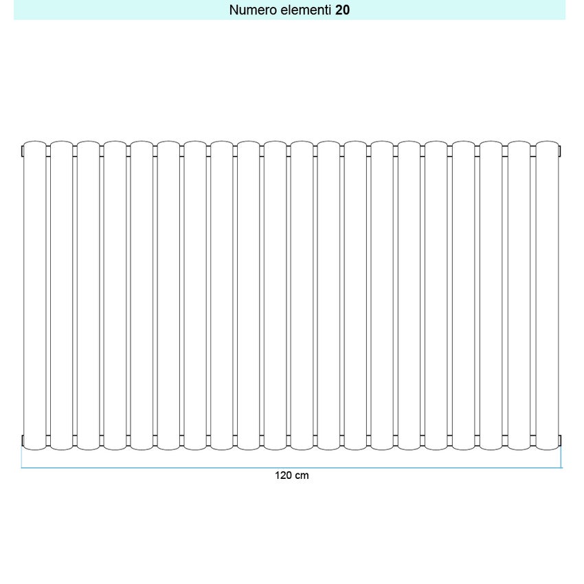 Immagine di Irsap ELLIPSIS_V Radiatore 20 elementi L.120 P.5,3 H.70 cm, colore quartz 1 finitura ruvido Cod.1C TL10700201CIR01A01