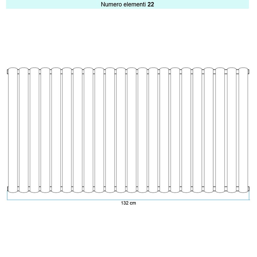Immagine di Irsap ELLIPSIS_V Radiatore 22 elementi L.132 P.5,3 H.65 cm, colore bianco standard finitura lucido Cod.01 TL106502201IR01A01