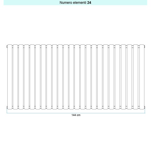 Immagine di Irsap ELLIPSIS_V Radiatore 24 elementi L.144 P.5,3 H.152 cm, colore bianco standard finitura lucido Cod.01 TL115202401IR01A01