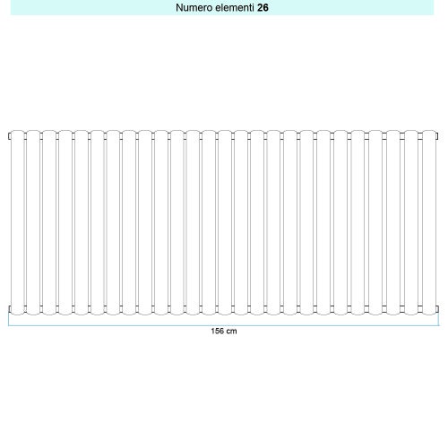 Immagine di Irsap ELLIPSIS_V Radiatore 26 elementi L.156 P.5,3 H.52 cm, colore bianco standard finitura lucido Cod.01 TL105202601IR01A01