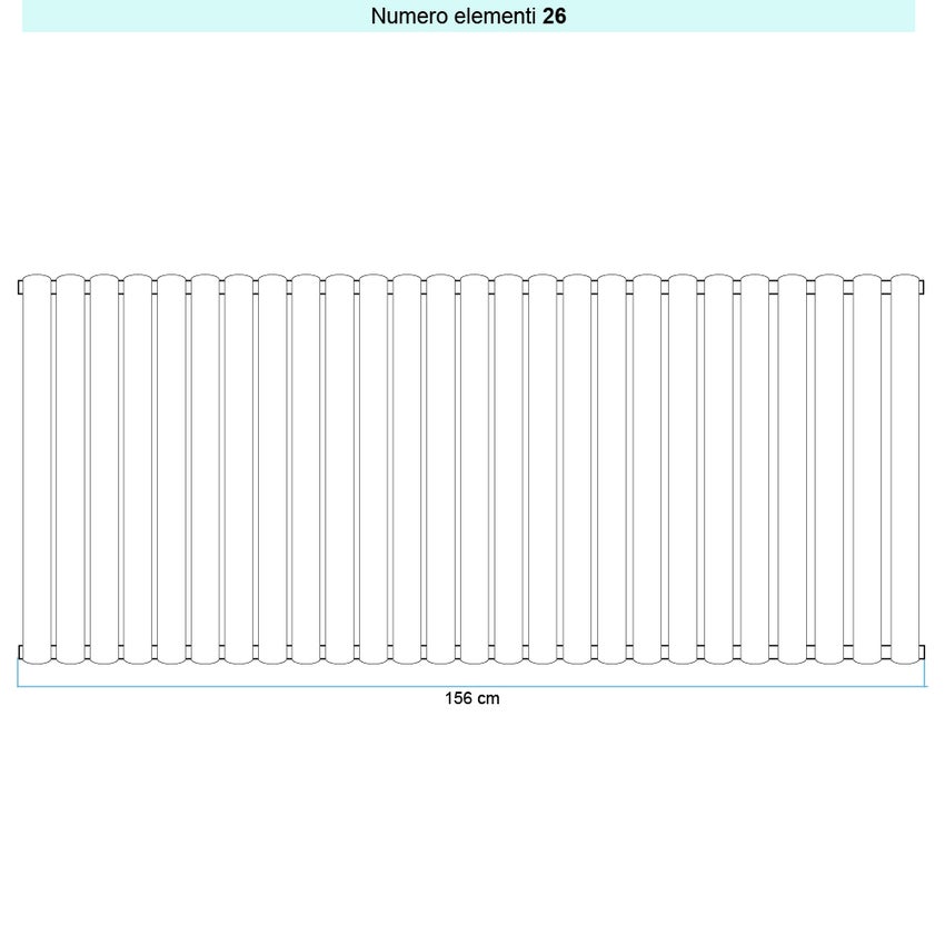 Immagine di Irsap ELLIPSIS_V Radiatore 26 elementi L.156 P.5,3 H.92 cm, colore bianco standard finitura lucido Cod.01 TL109202601IR01A01
