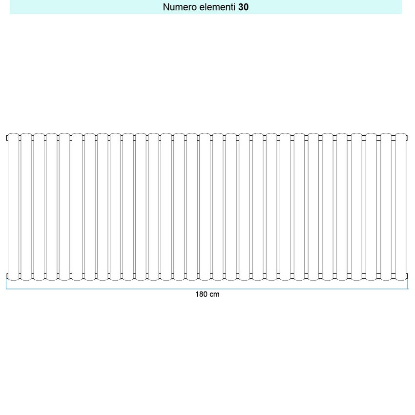 Immagine di Irsap ELLIPSIS_V Radiatore 30 elementi L.180 P.5,3 H.52 cm, colore bianco standard finitura lucido Cod.01 TL105203001IR01A01