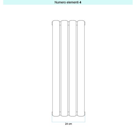 Immagine di Irsap ELLIPSIS_V 2 Radiatore 4 elementi L.24 P.7,6 H.52 cm, colore bianco standard finitura lucido Cod.01 TL205200401IR01A01