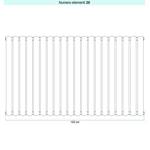 Immagine di Irsap ELLIPSIS_V 2 Radiatore 20 elementi L.120 P.7,6 H.52 cm, colore nero satinato finitura ruvido Cod.30 TL205202030IR01A01