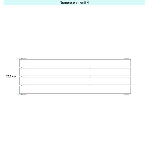 Immagine di Irsap PIANO 2 ORIZZONTALE Radiatore 4 elementi L.52 P.4,6 H.23,2 cm, colore bianco standard finitura lucido Cod.01 PI205200401IR01H01