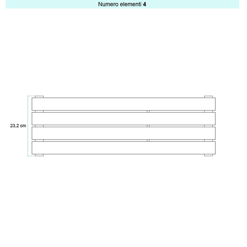 Immagine di Irsap PIANO 2 ORIZZONTALE Radiatore 4 elementi L.122 P.4,6 H.23,2 cm, colore sablè finitura ruvido Cod.Y4 PI2122004Y4IR01H01