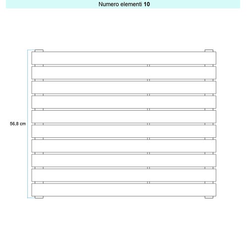 Immagine di Irsap PIANO 2 ORIZZONTALE Radiatore 10 elementi L.152 P.4,6 H.56,8 cm, colore avorio ral 1013 finitura lucido Cod.02 PI215201002IR01H01