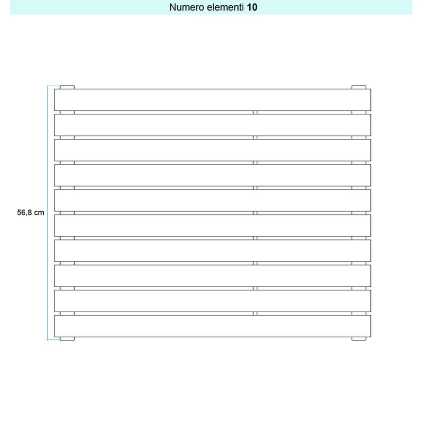 Immagine di Irsap PIANO 2 ORIZZONTALE Radiatore 10 elementi L.52 P.4,6 H.56,8 cm, colore sablè finitura ruvido Cod.Y4 PI2052010Y4IR01H01