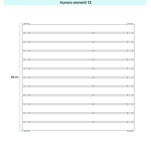 Immagine di Irsap PIANO 2 ORIZZONTALE Radiatore 12 elementi L.182 P.4,6 H.68 cm, colore bruno tabacco finitura ruvido Cod.1B PI21820121BIR01H01