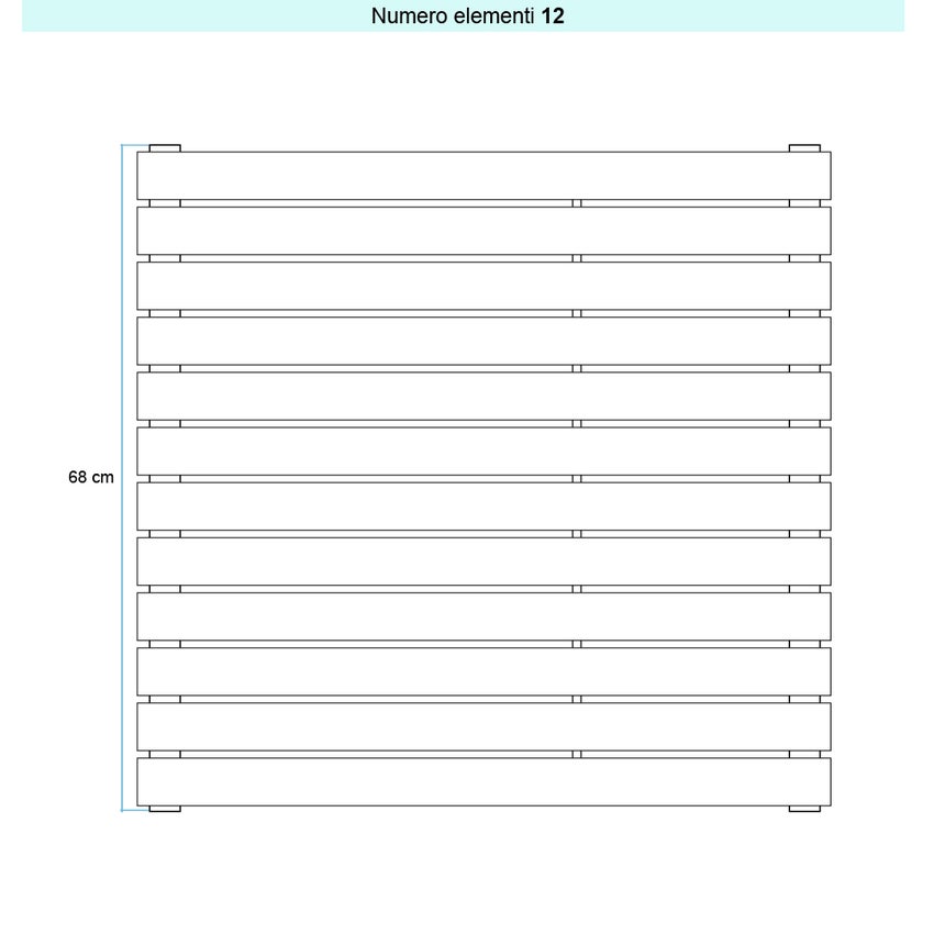 Immagine di Irsap PIANO 2 ORIZZONTALE Radiatore 12 elementi L.52 P.4,6 H.68 cm, colore bianco standard finitura lucido Cod.01 PI205201201IR01H01