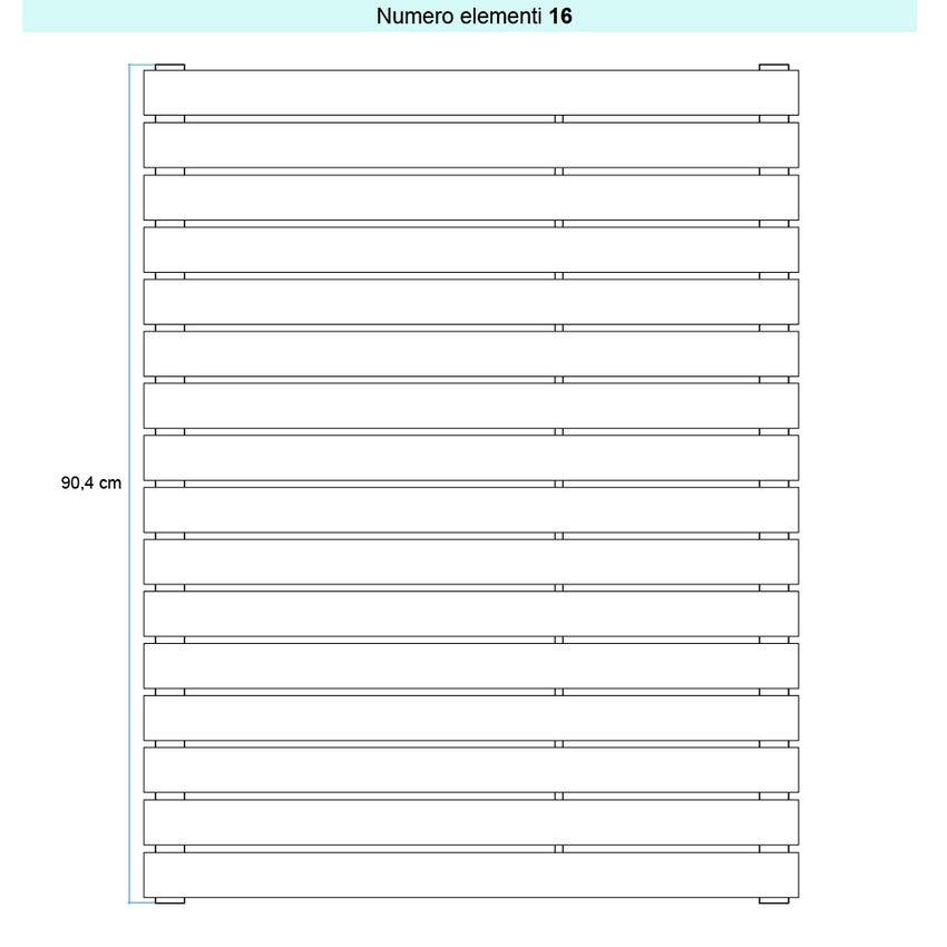 Immagine di Irsap PIANO 2 ORIZZONTALE Radiatore 16 elementi L.252 P.4,6 H.90,4 cm, colore bianco finitura opaco Cod.J8 PI2252016J8IR01H01