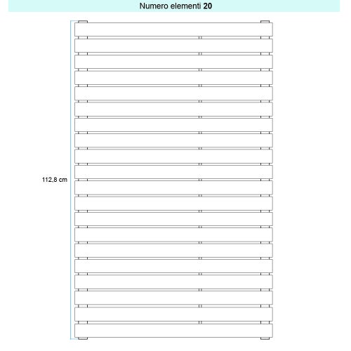 Immagine di Irsap PIANO 2 ORIZZONTALE Radiatore 20 elementi L.52 P.4,6 H.112,8 cm, colore bianco standard finitura lucido Cod.01 PI205202001IR01H01