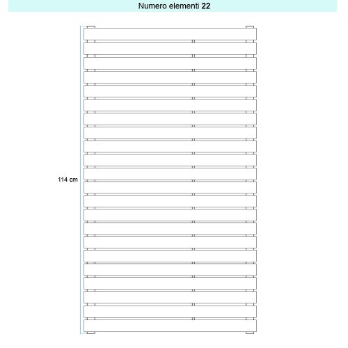 Immagine di Irsap PIANO 2 ORIZZONTALE Radiatore 22 elementi L.52 P.4,6 H.124 cm, colore bianco standard finitura lucido Cod.01 PI205202201IR01H01