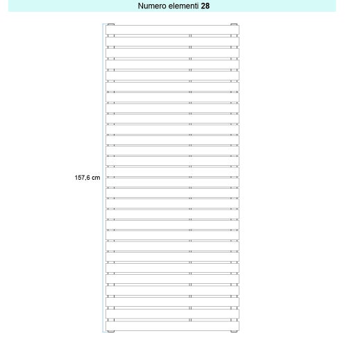 Immagine di Irsap PIANO 2 ORIZZONTALE Radiatore 28 elementi L.152 P.4,6 H.157,6 cm, colore bianco standard finitura lucido Cod.01 PI215202801IR01H01