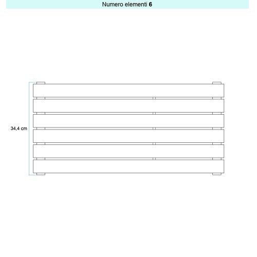 Immagine di Irsap PIANO ORIZZONTALE Radiatore 6 elementi L.122 P.3,8 H.34,4 cm, colore sablè finitura ruvido Cod.Y4 PI1122006Y4IR01H01