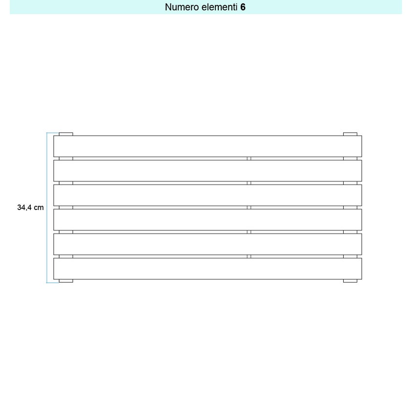 Immagine di Irsap PIANO ORIZZONTALE Radiatore 6 elementi L.52 P.3,8 H.34,4 cm, colore bianco standard finitura lucido Cod.01 PI105200601IR01H01