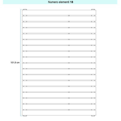 Immagine di Irsap PIANO ORIZZONTALE Radiatore 18 elementi L.52 P.3,8 H.101,6 cm, colore bianco standard finitura lucido Cod.01 PI105201801IR01H01