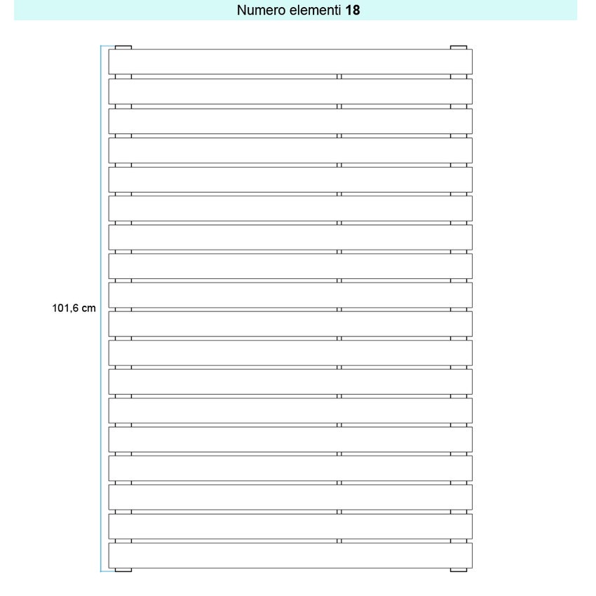 Immagine di Irsap PIANO ORIZZONTALE Radiatore 18 elementi L.252 P.3,8 H.101,6 cm, colore bianco standard finitura lucido Cod.01 PI125201801IR01H01