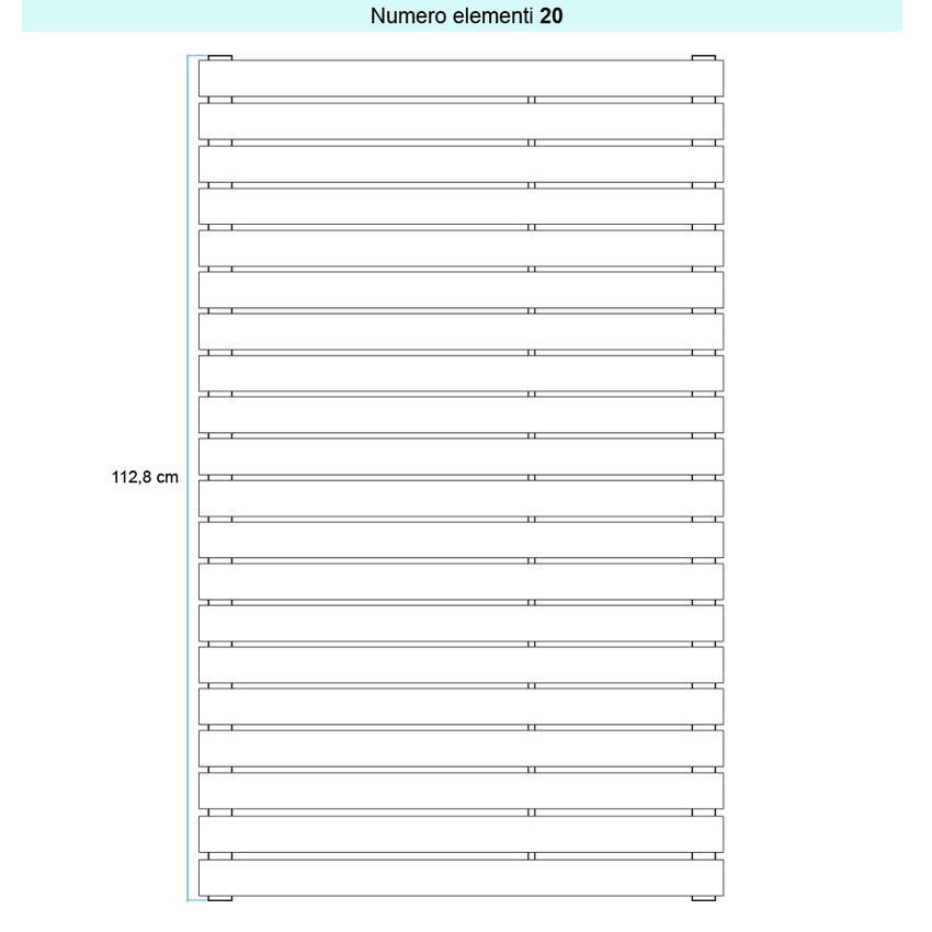 Immagine di Irsap PIANO ORIZZONTALE Radiatore 20 elementi L.92 P.3,8 H.112,8 cm, colore bianco standard finitura lucido Cod.01 PI109202001IR01H01