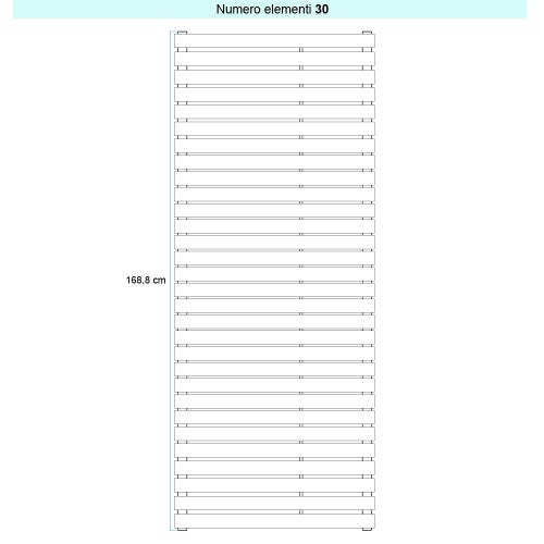 Immagine di Irsap PIANO ORIZZONTALE Radiatore 30 elementi L.92 P.3,8 H.168,8 cm, colore bianco standard finitura lucido Cod.01 PI109203001IR01H01