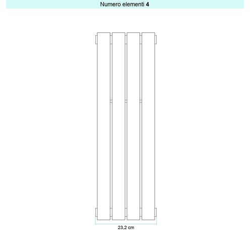 Immagine di Irsap PIANO 2 VERTICALE Radiatore 4 elementi L.23,2 P.4,6 H.52 cm, colore bianco standard finitura lucido Cod.01 PI205200401IR01A01
