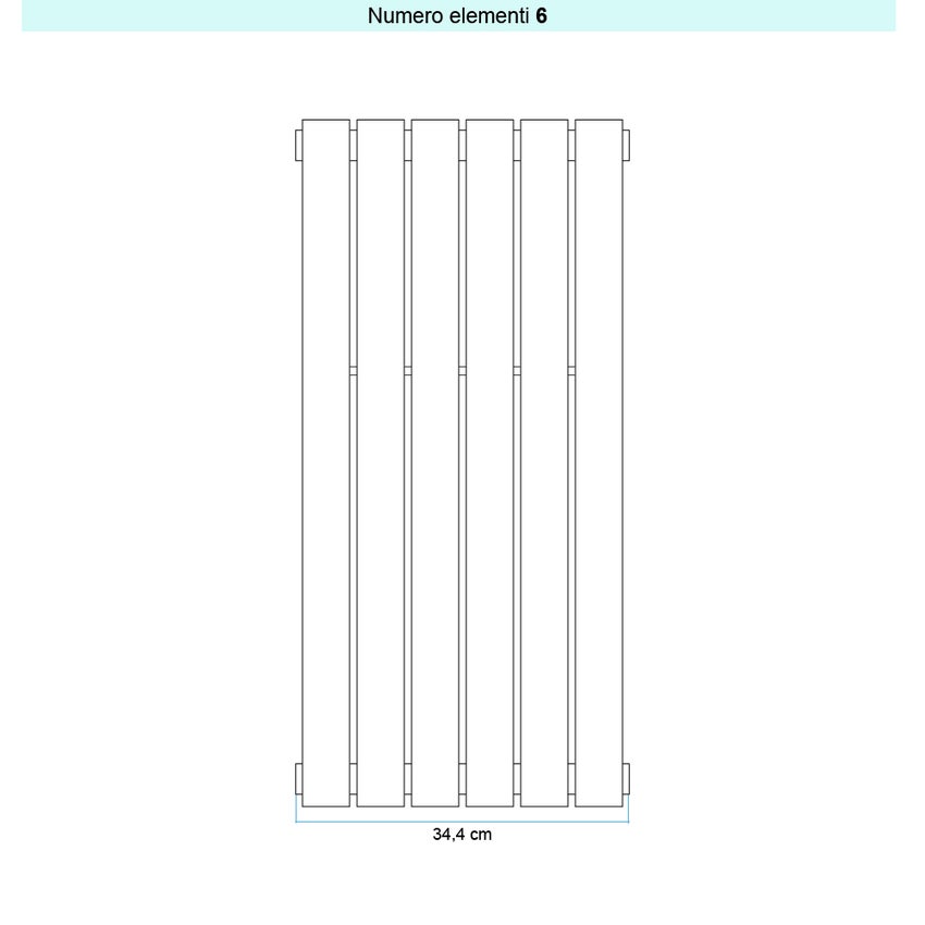 Immagine di Irsap PIANO 2 VERTICALE Radiatore 6 elementi L.34,4 P.4,6 H.122 cm, colore avorio ral 1013 finitura lucido Cod.02 PI212200602IR01A01