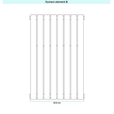 Immagine di Irsap PIANO 2 VERTICALE Radiatore 8 elementi L.45,6 P.4,6 H.202 cm, colore grigio medio finitura ruvido Cod.4D PI22020084DIR01A01